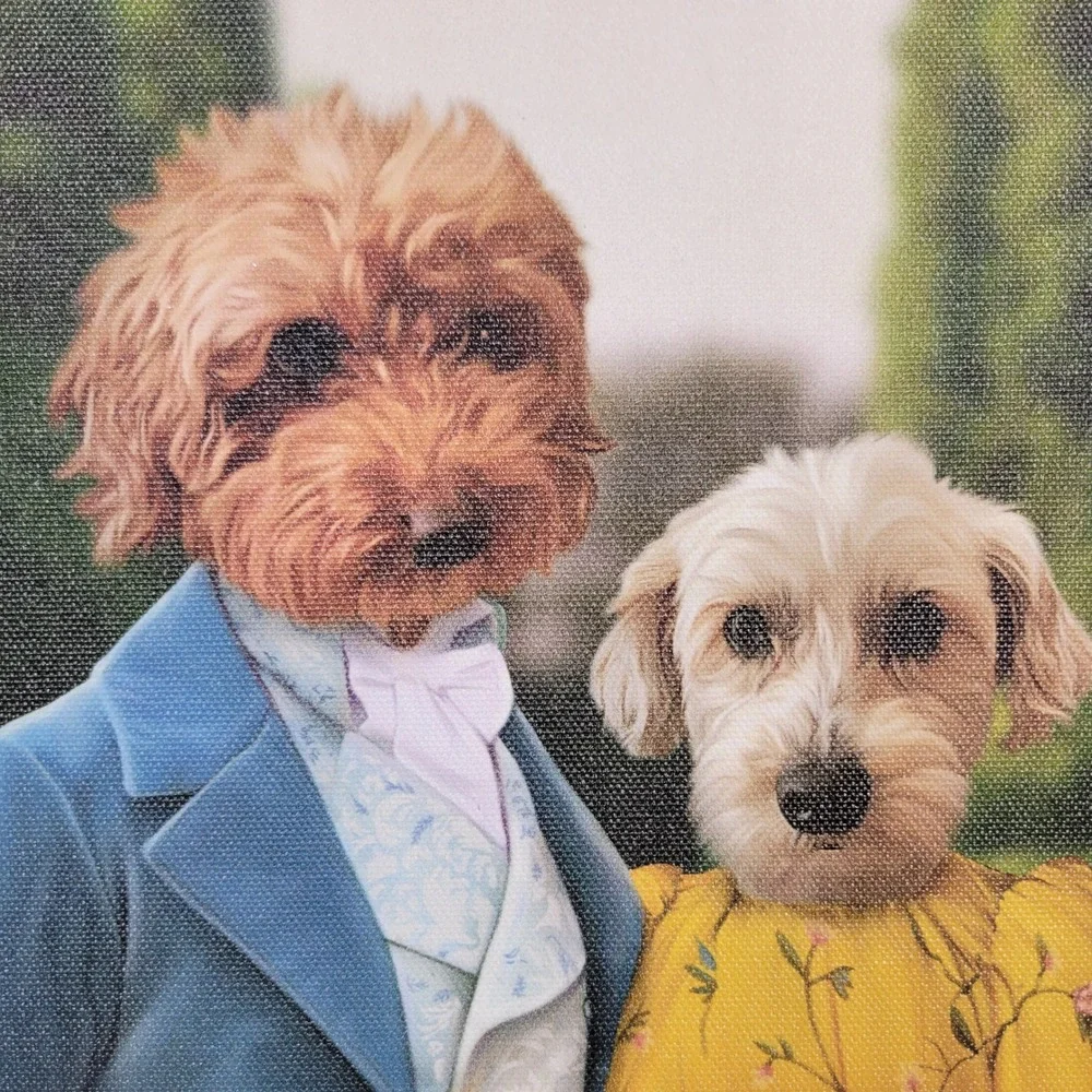 Humorous Regal Dog Canvas Art Print Framed | Perfect Pet‎ Salon Vet Office Decor